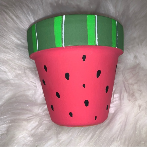 🎉HP!! 🍉NEW! Watermelon Hand Painted Flower Pot - Picture 10 of 15